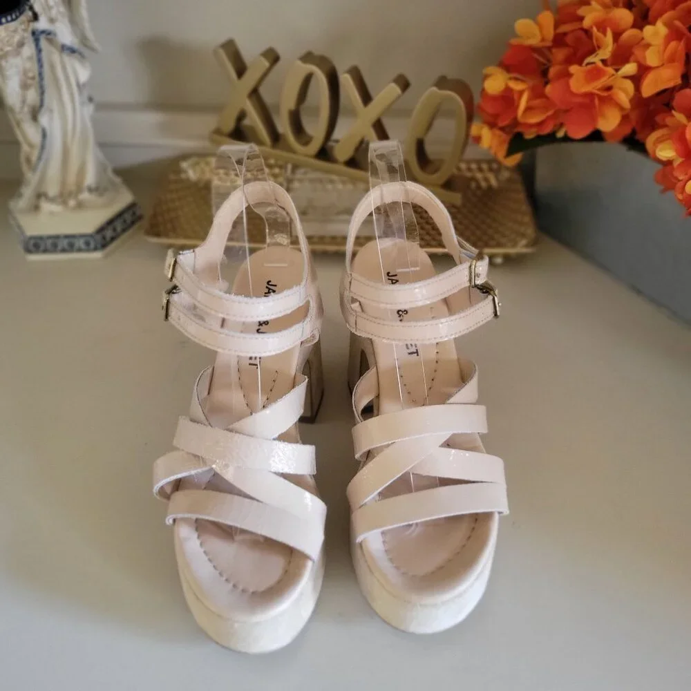 Janet‎ & Janet Nude Platform Chunky Heels Strappy Design EU 36